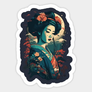 Tradicional Japanese Woman Geisha Sticker